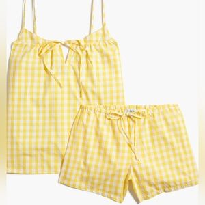 New! J Crew sz Large L Pajamas Cami & Shorts P J set Yellow Gingham NWT